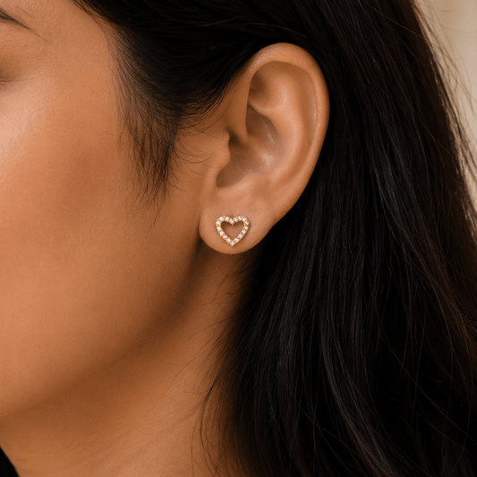 Amora Crystal Heart Studs - Zenee - Earrings