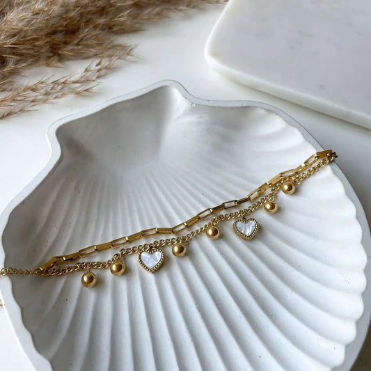 Amora Dual Heart Charm Bracelet - Zenee - Bracelets