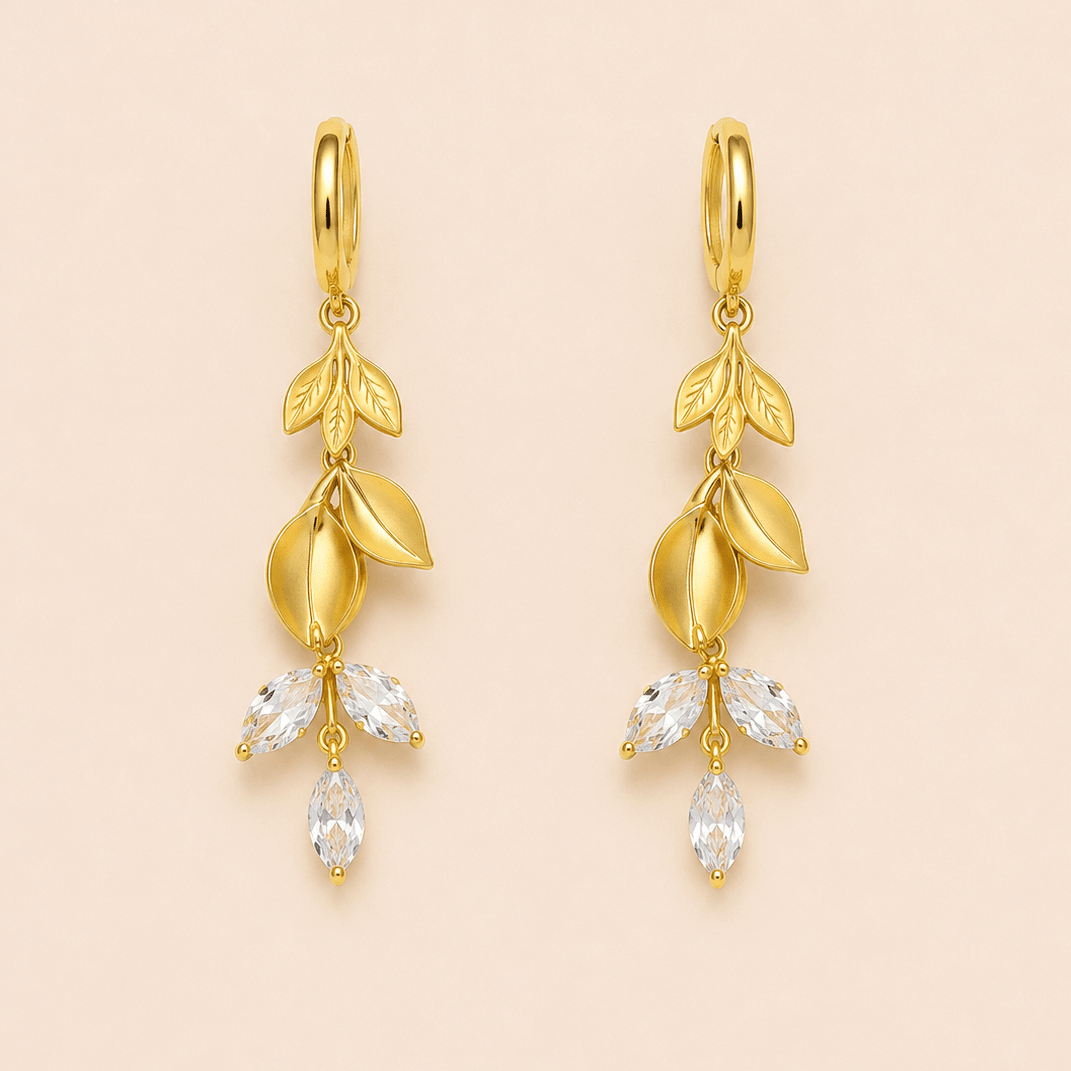 Aurielle Leaf Drop Earrings - Zenee-Earrings