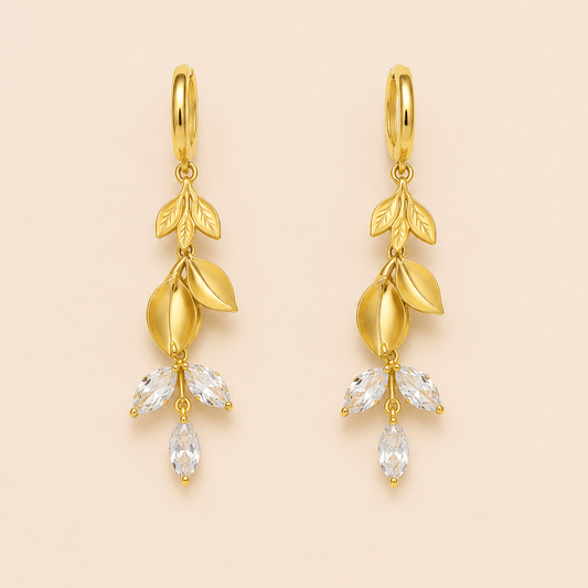 Aurielle Leaf Drop Earrings - Zenee-Earrings