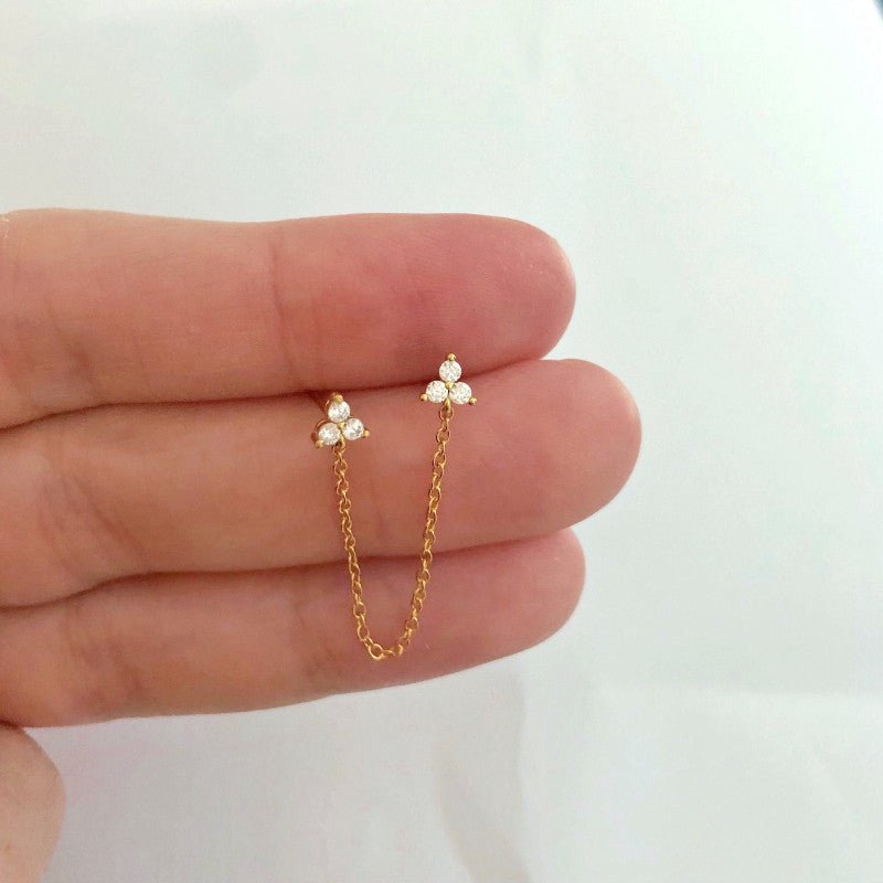 Celeste Chain Stud Earrings - Zenee - Earrings