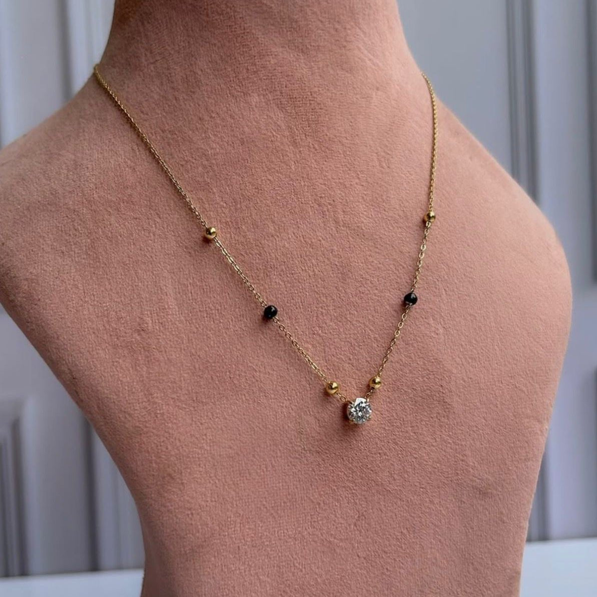 Celeste Solitaire Mangalsutra Necklace - Zenee-Necklaces