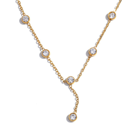 Celestia Crystal Drop Station Necklace - Zenee - Necklaces