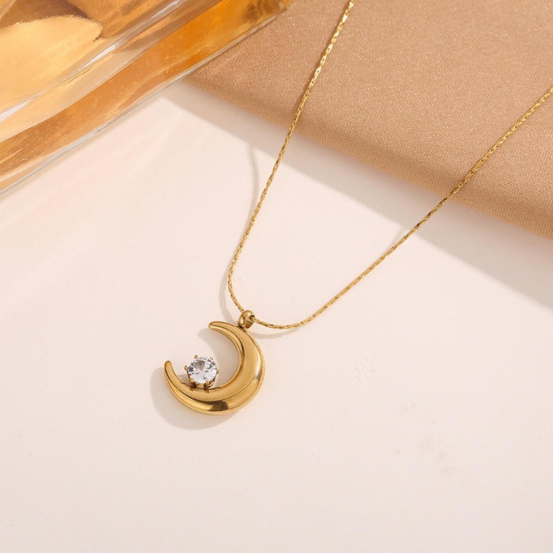 Celestia Moon Crystal Necklace - Zenee - Necklaces