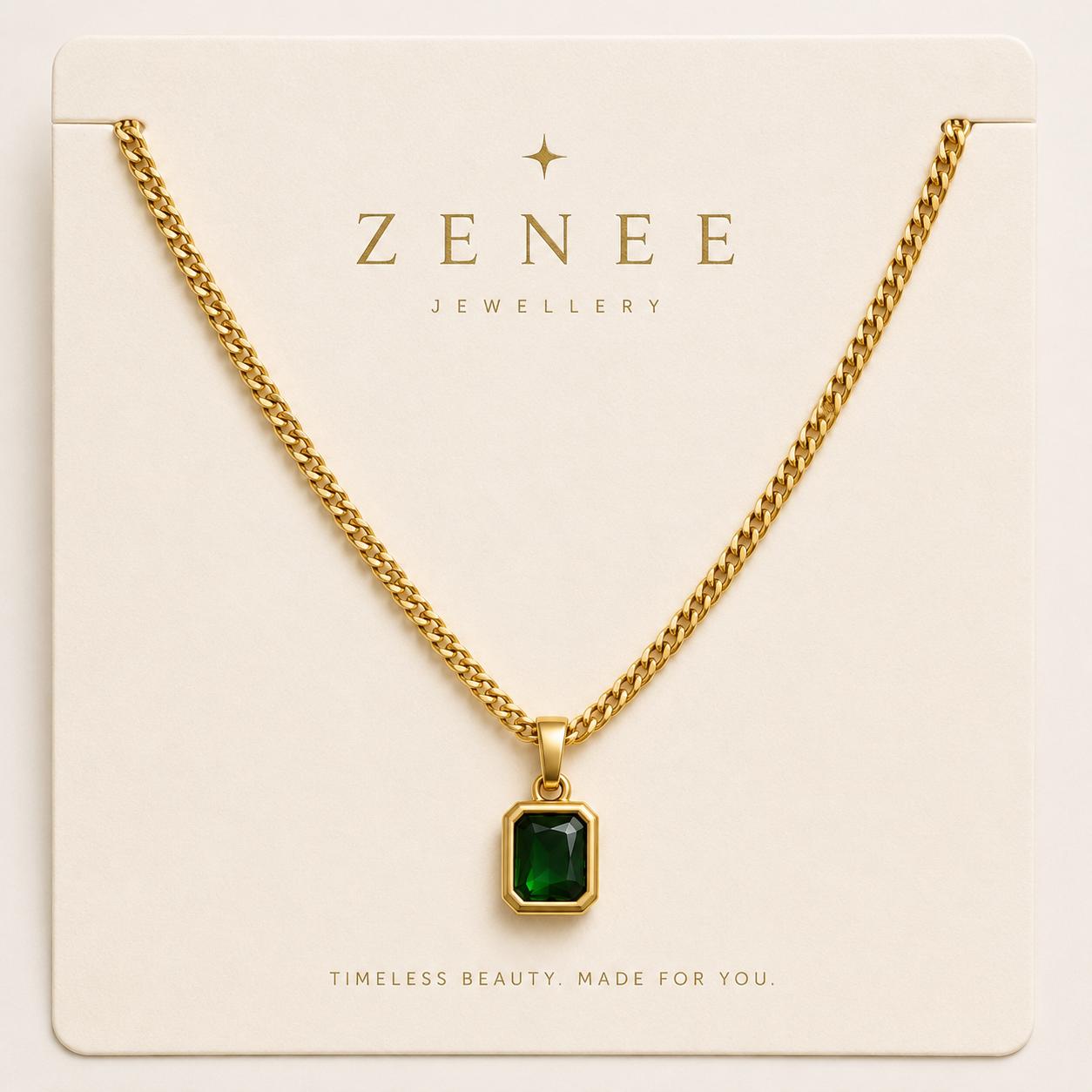 Emerald Aura Pendant Necklace - Zenee - Necklaces