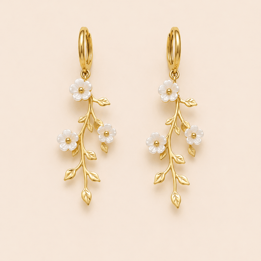 Ivory Blossom Drop Earrings - Zenee-Earrings