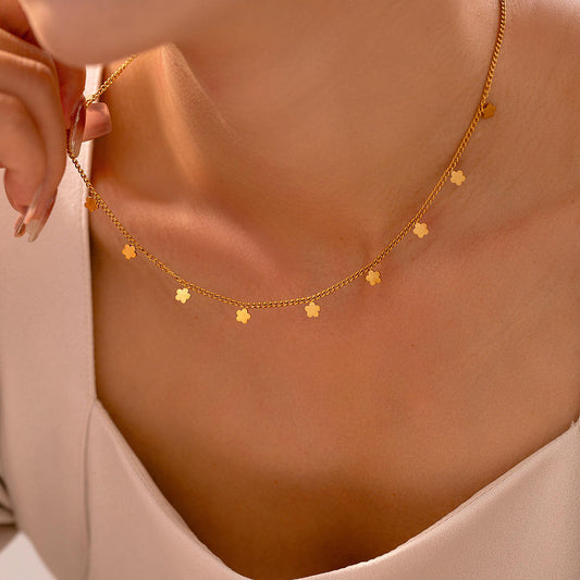 Luna Clover Dainty Necklace - Zenee - Necklaces