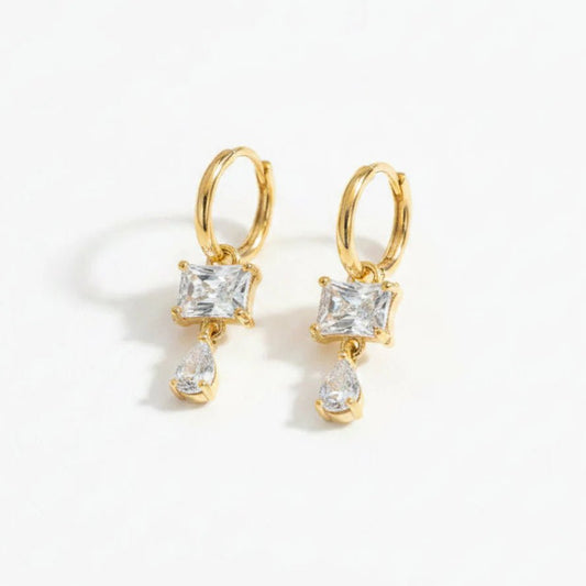 Lunelle Drop Hoop Earrings - Zenee-Earrings