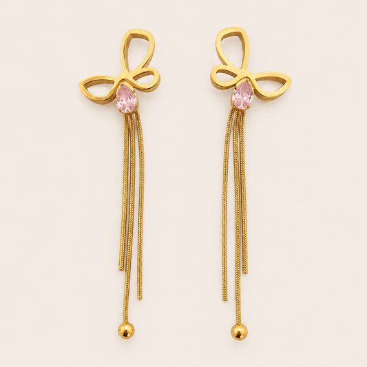 Rosette Tassel Drop Earrings - Zenee-Earrings