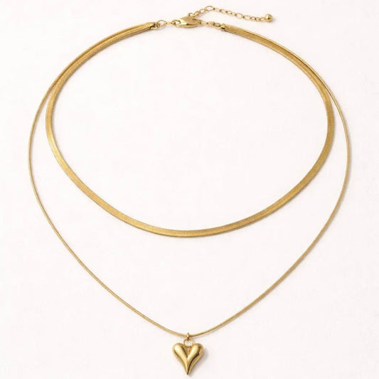 Veloura Layered Heart Necklace - Zenee-Necklaces