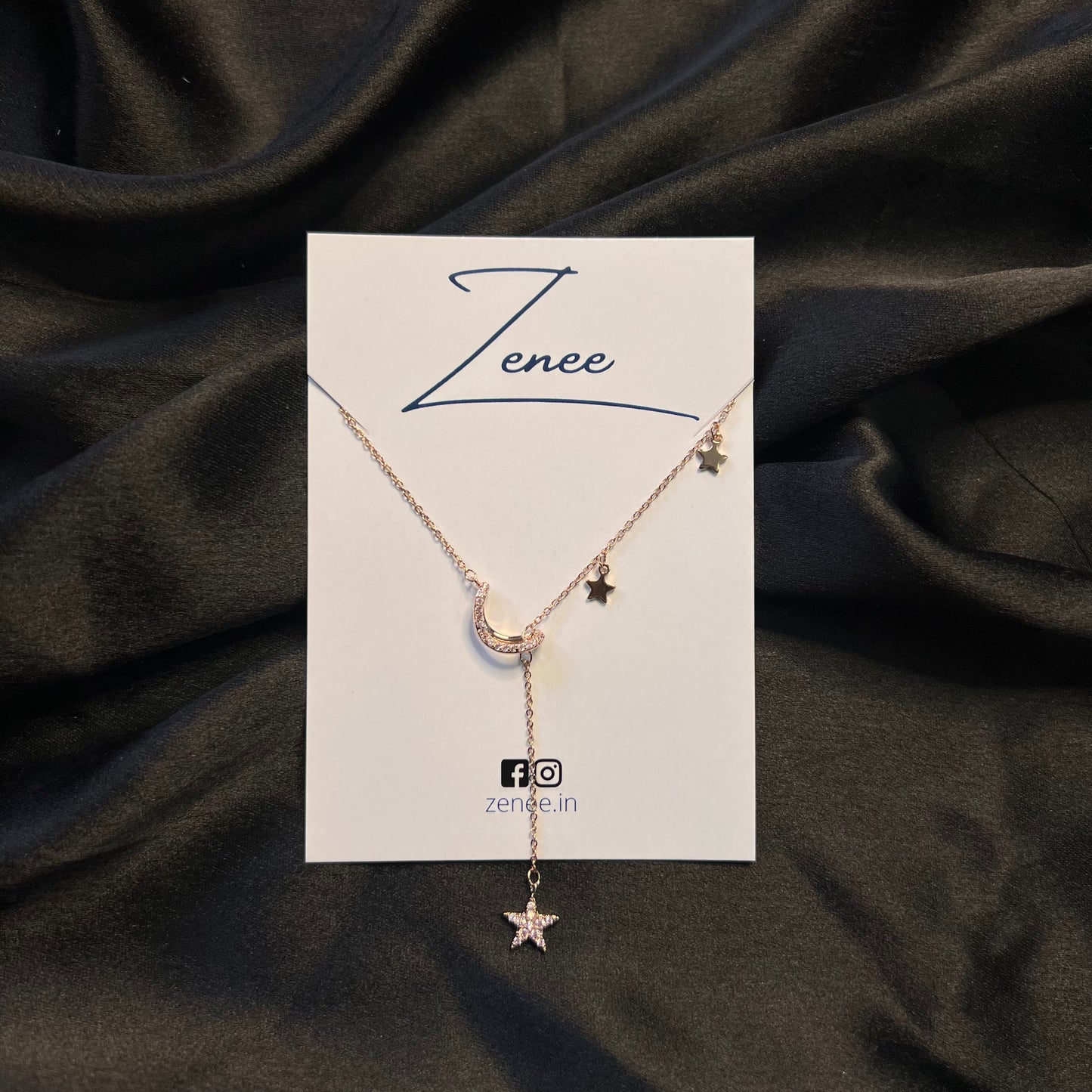 Moon And Hanging Star With Charms Necklace