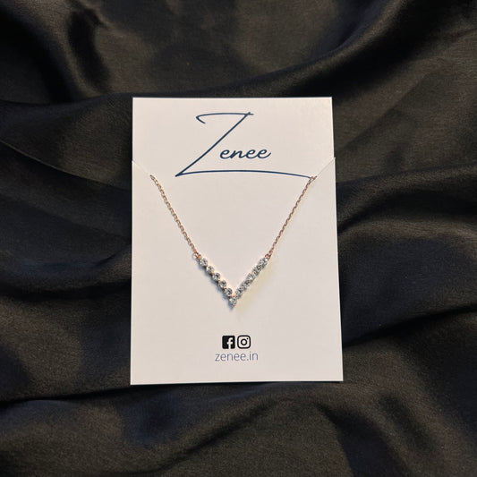 V With Crystal Pendant Necklace