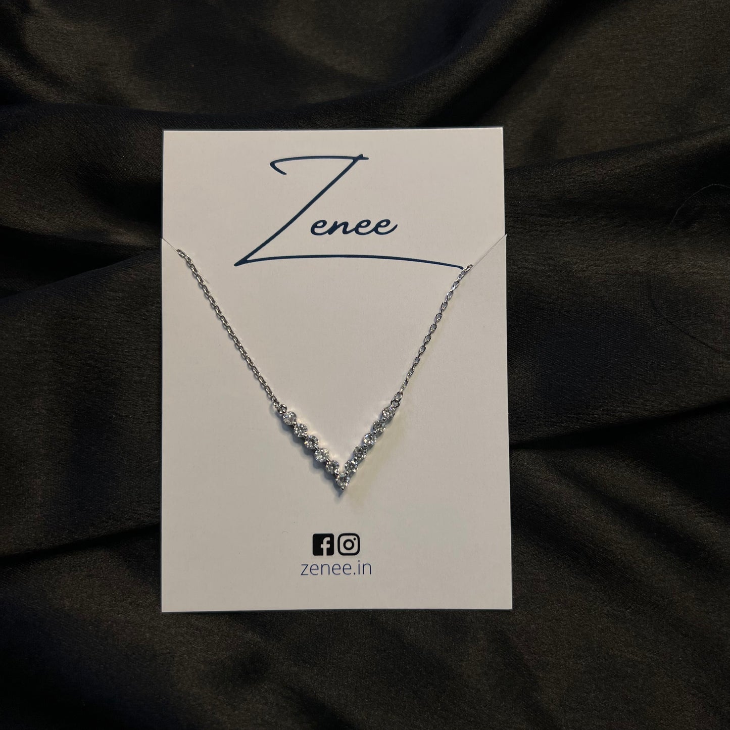 V With Crystal Pendant Necklace