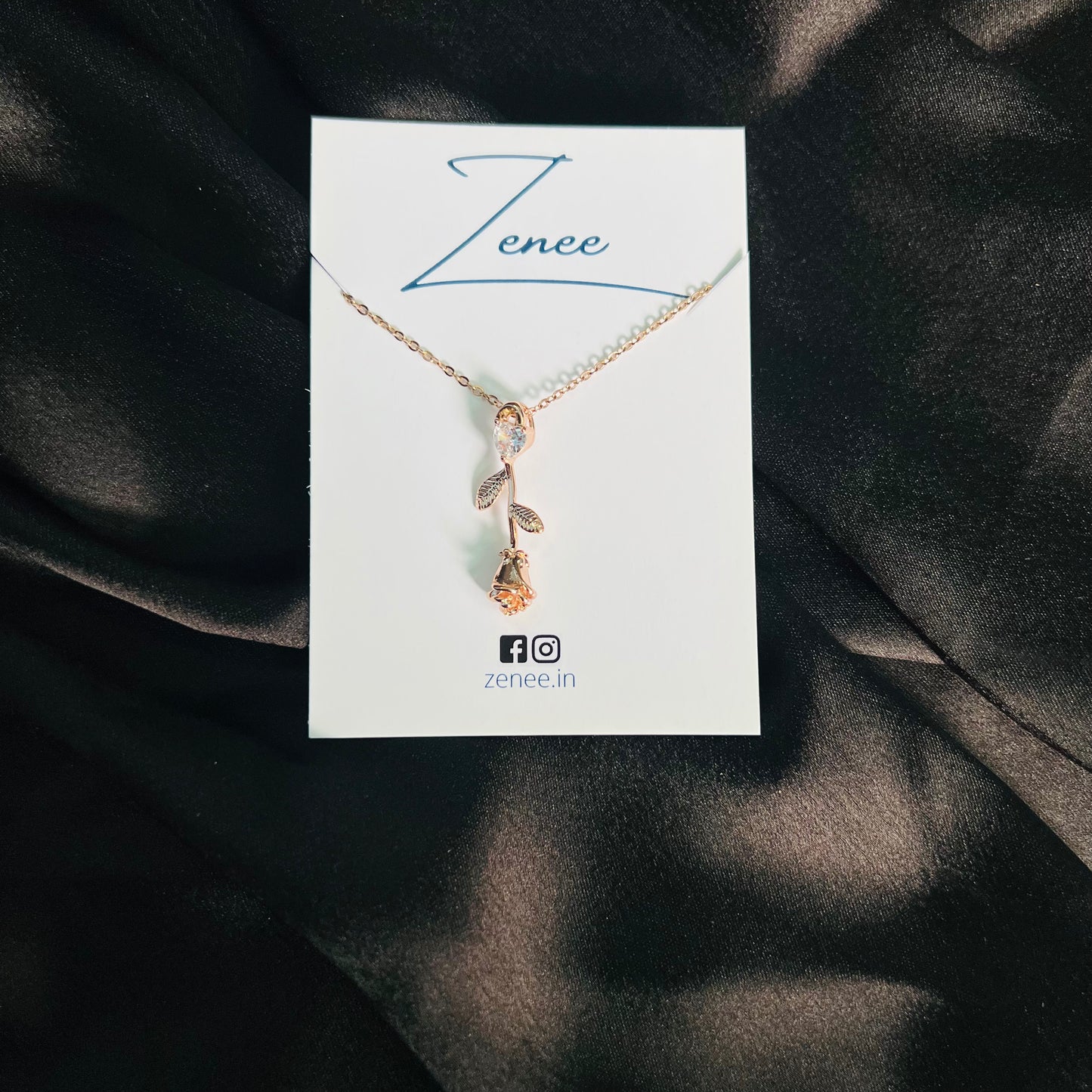 Heart With Rose Pendant Necklace
