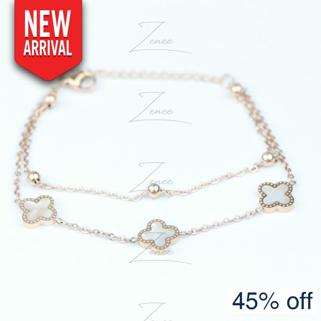 Ari Double Layer Small Clover Bracelet - Zenee.in-Bracelets
