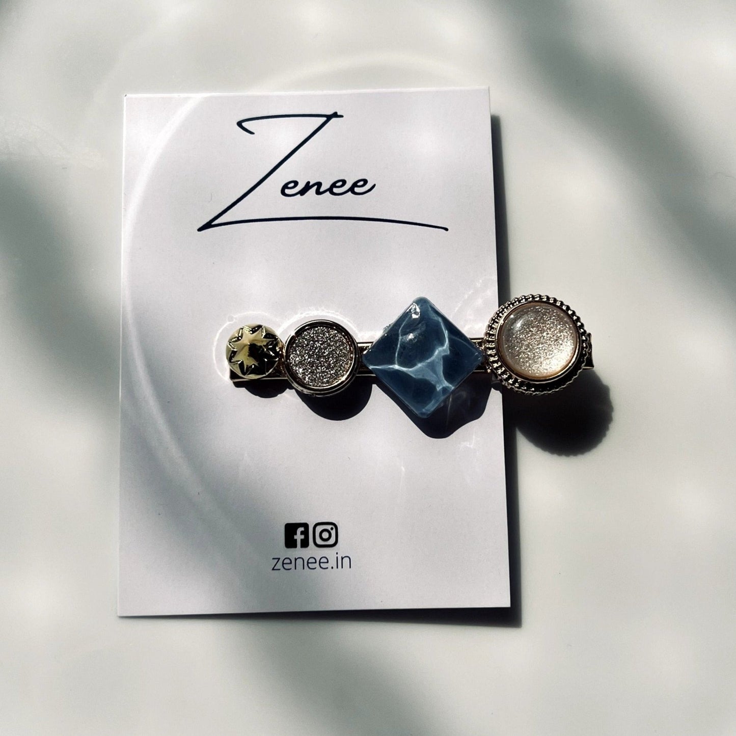 Blue Stone Hair Clip - Zenee.in-Hair Accessories