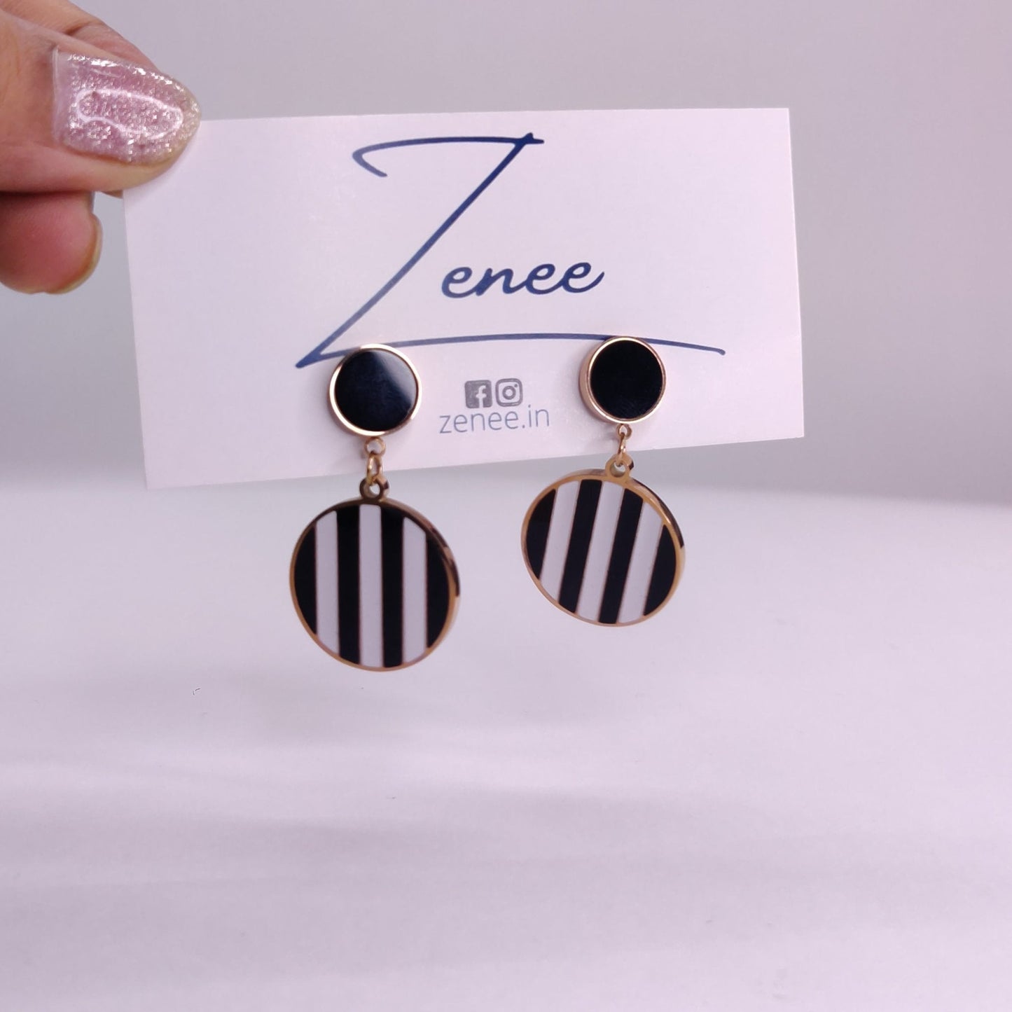 Cali Black and White Earrings - Zenee.in-Earrings