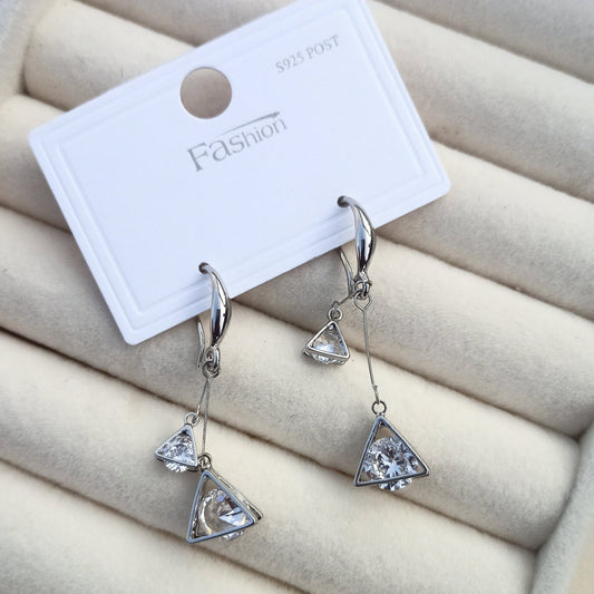 Dangling Dual Triangle Earrings - Zenee-Earrings