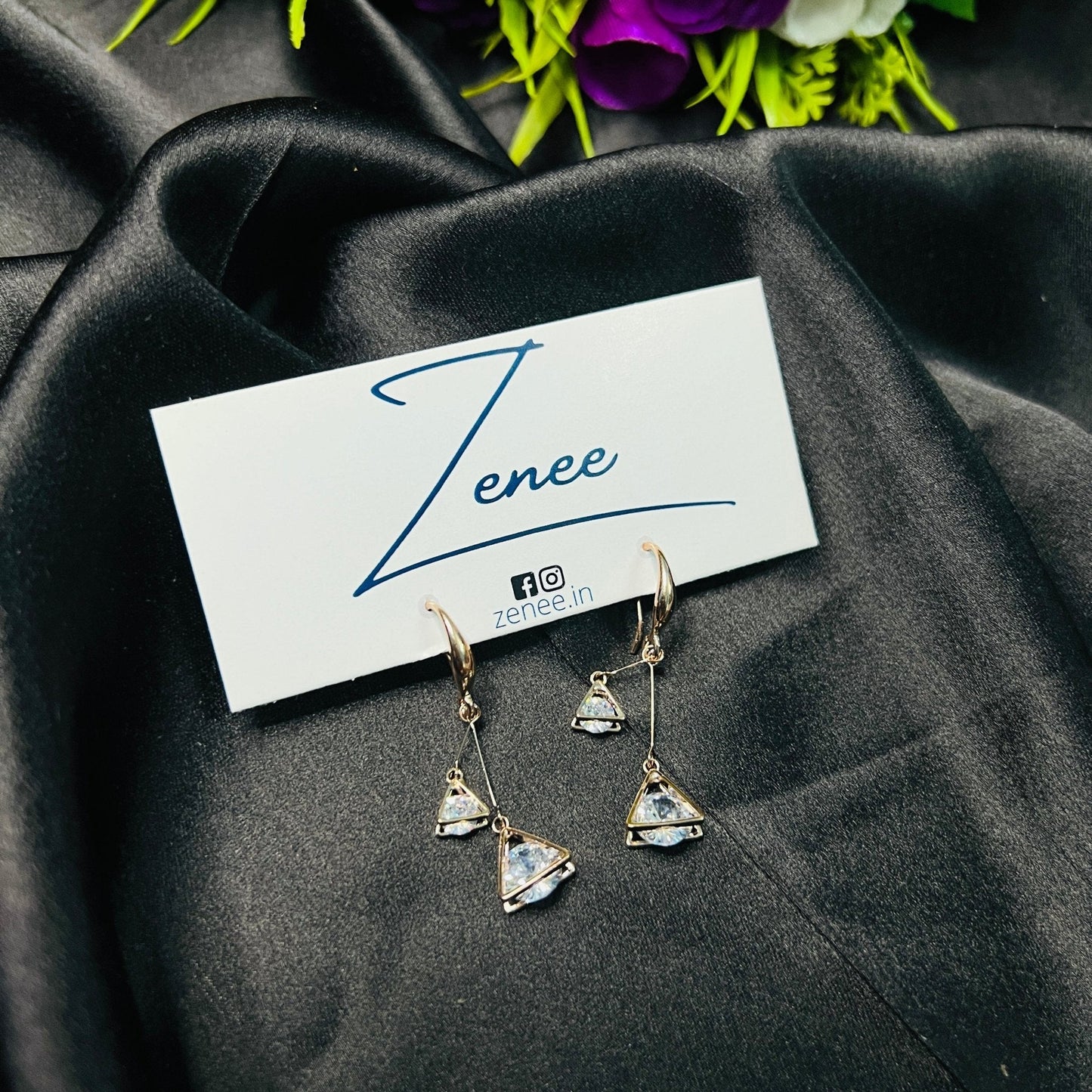 Dangling Dual Triangle Earrings - Zenee.in-Earrings