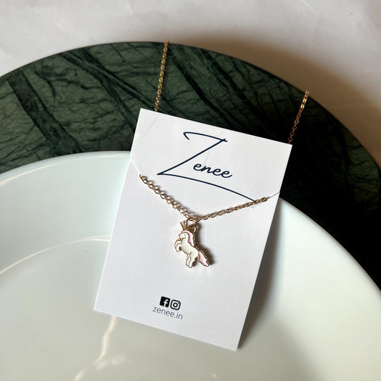 Enamel Unicorn Necklace - Zenee.in-Necklaces
