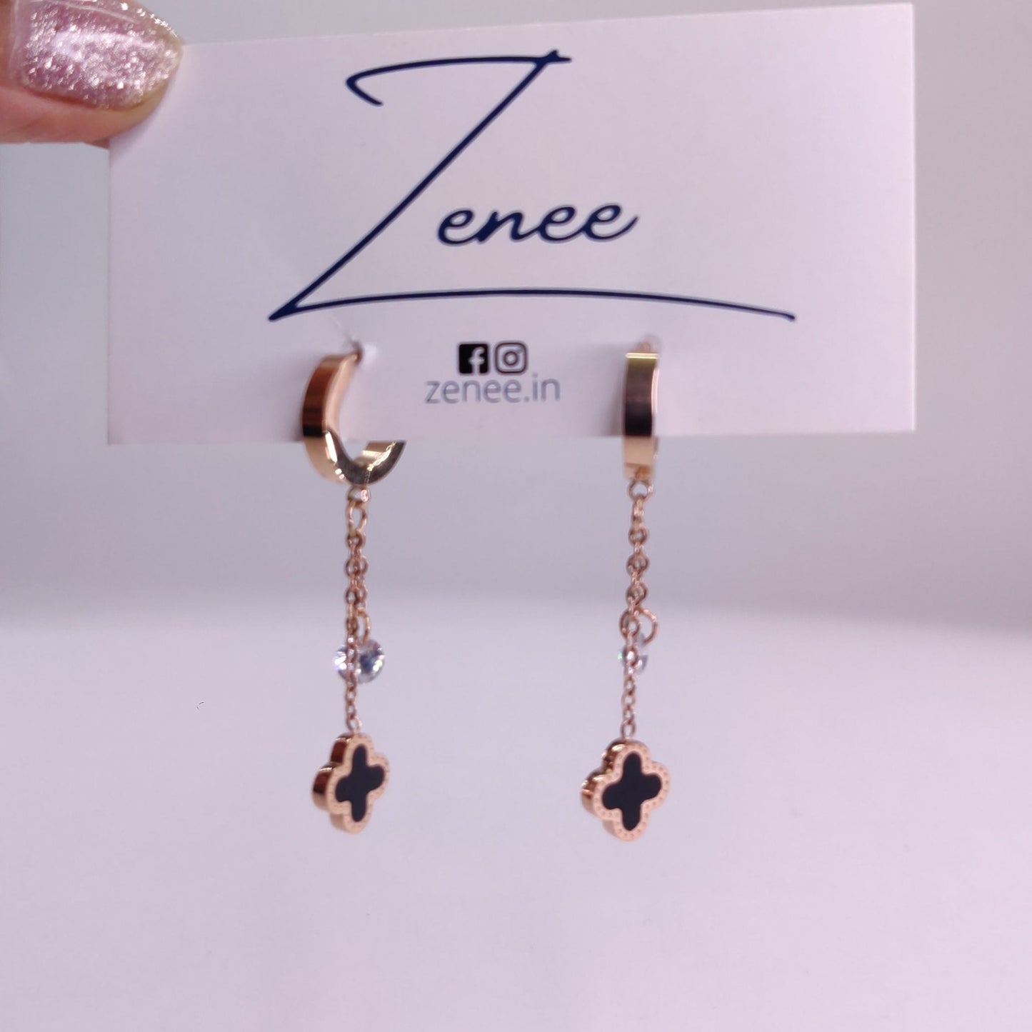 Esme Dangling Clover Earrings - Zenee.in-Earrings