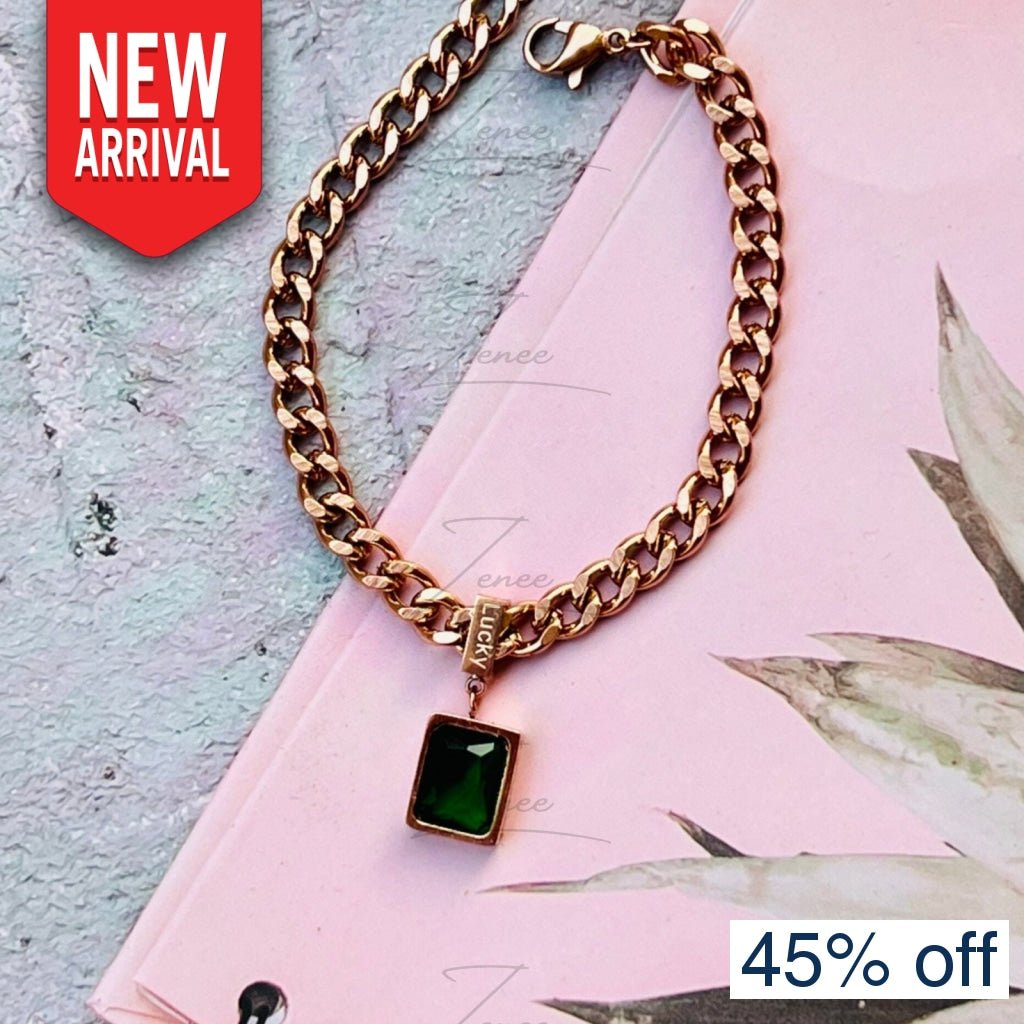 Ezra Green Crystal Bracelet - Zenee.in-Bracelets