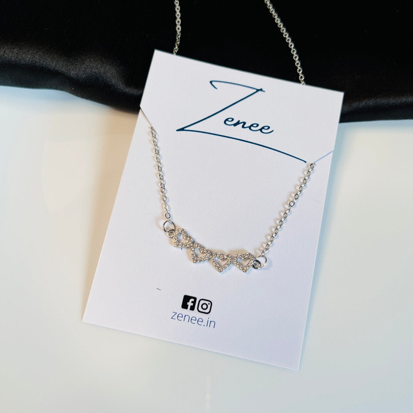 Four Crystal Hearts Pendant Necklace - Zenee.in-Necklaces