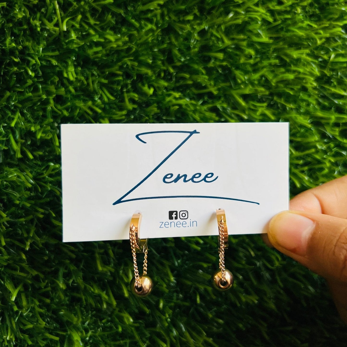 Halo with Gold Drop Earrings - Zenee.in-Earrings