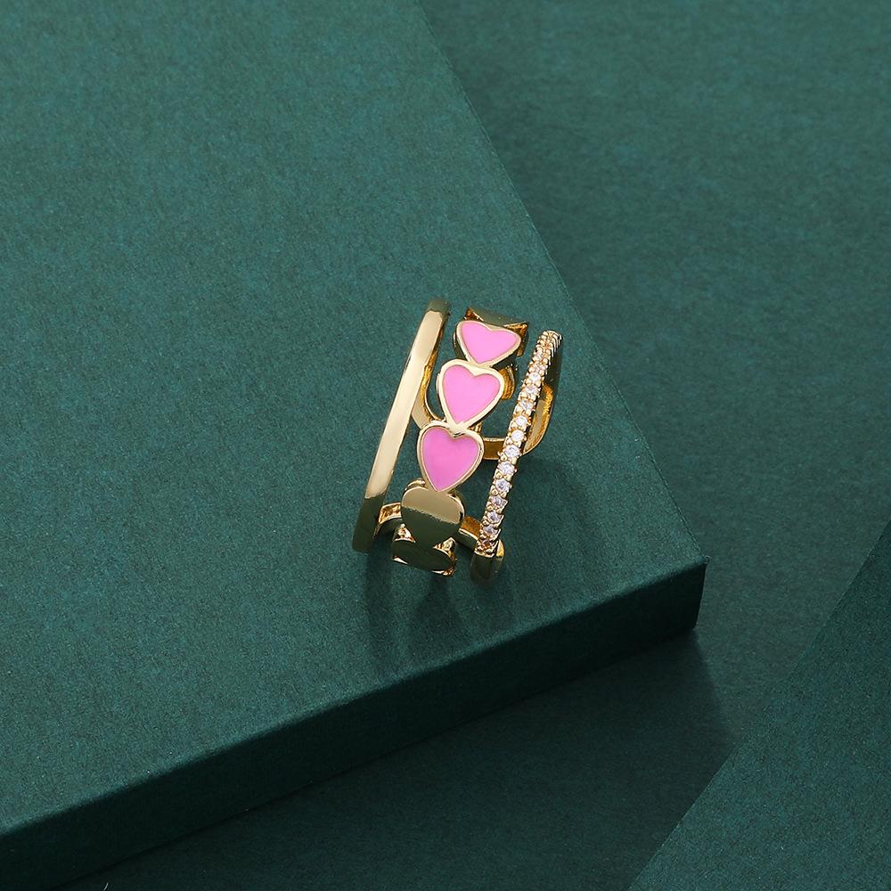 Pink Hearts and CZ Diamonds Rings - Zenee.in-Rings