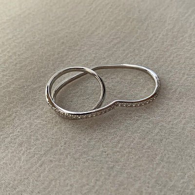 Silver Bling Cross Two Finger Rings