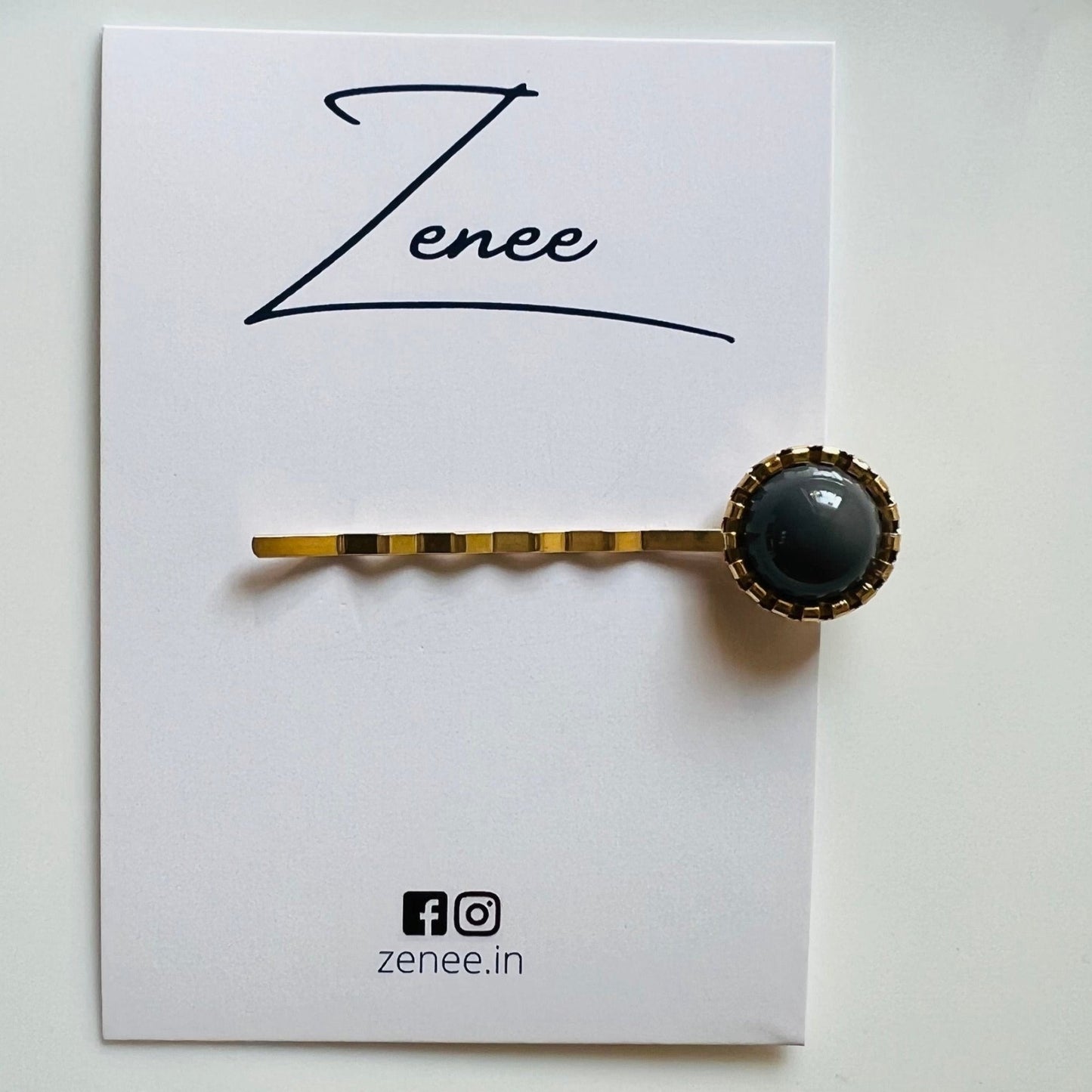 Single Black Pearl Hair Clip - Zenee.in-Hair Accessories
