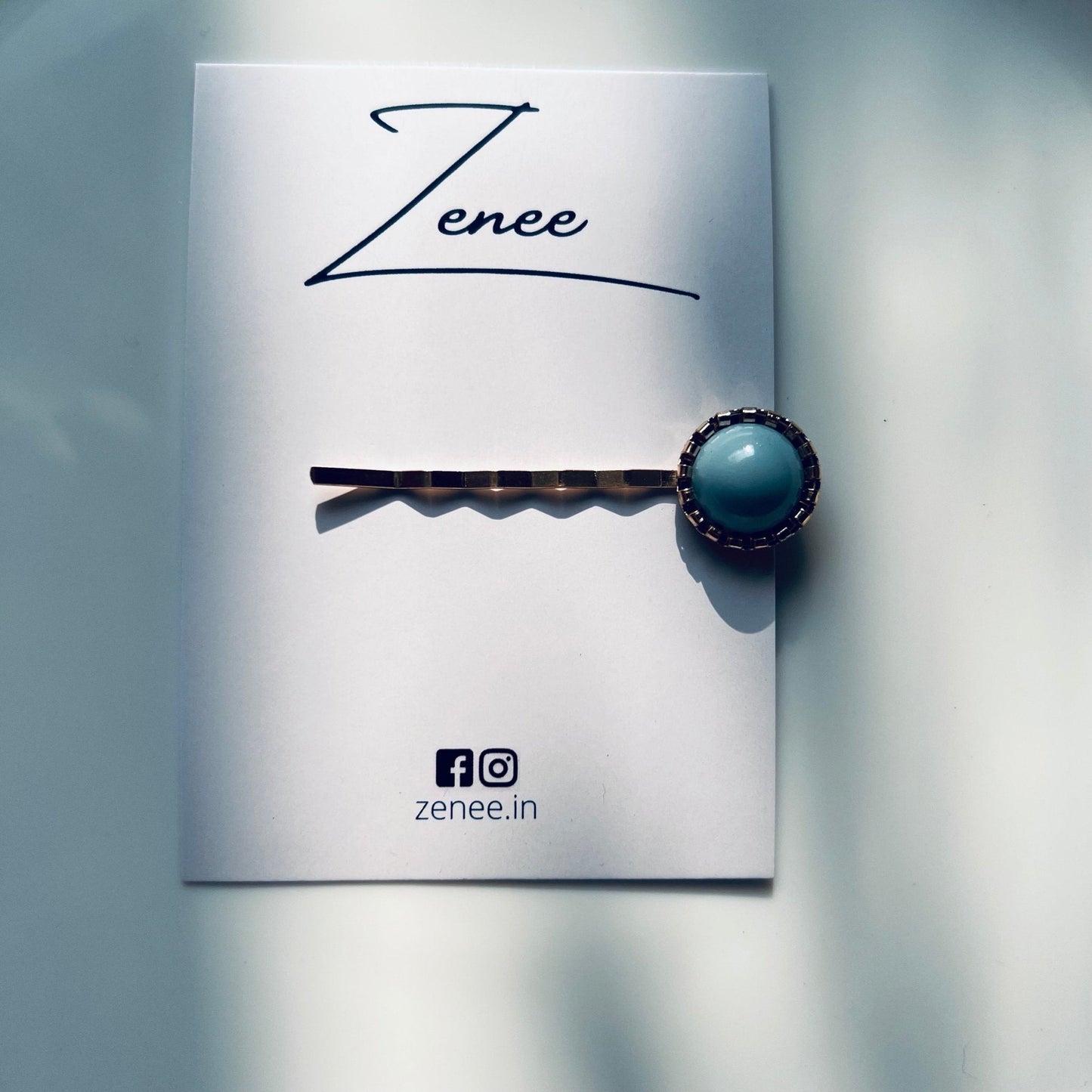 Single Sky Blue Pearl Hair Clip - Zenee.in-Hair Accessories