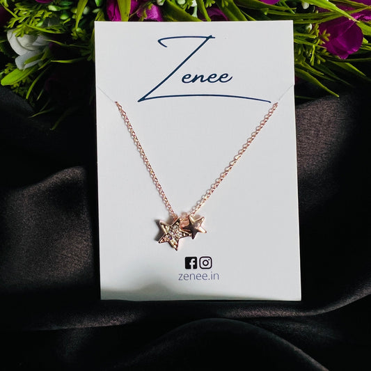 Twin Stars Pendant Necklace - Zenee.in-Necklaces