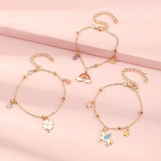 Unicorn Rainbow and Clover Bracelet - Zenee.in-Bracelets