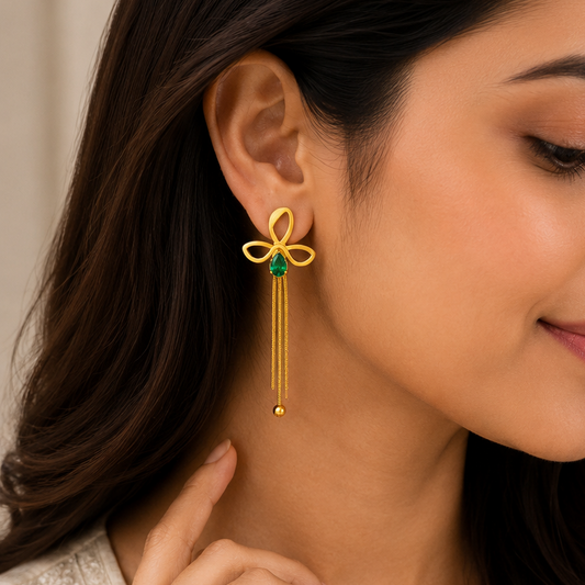 Emerald Whisper Tassel Earrings