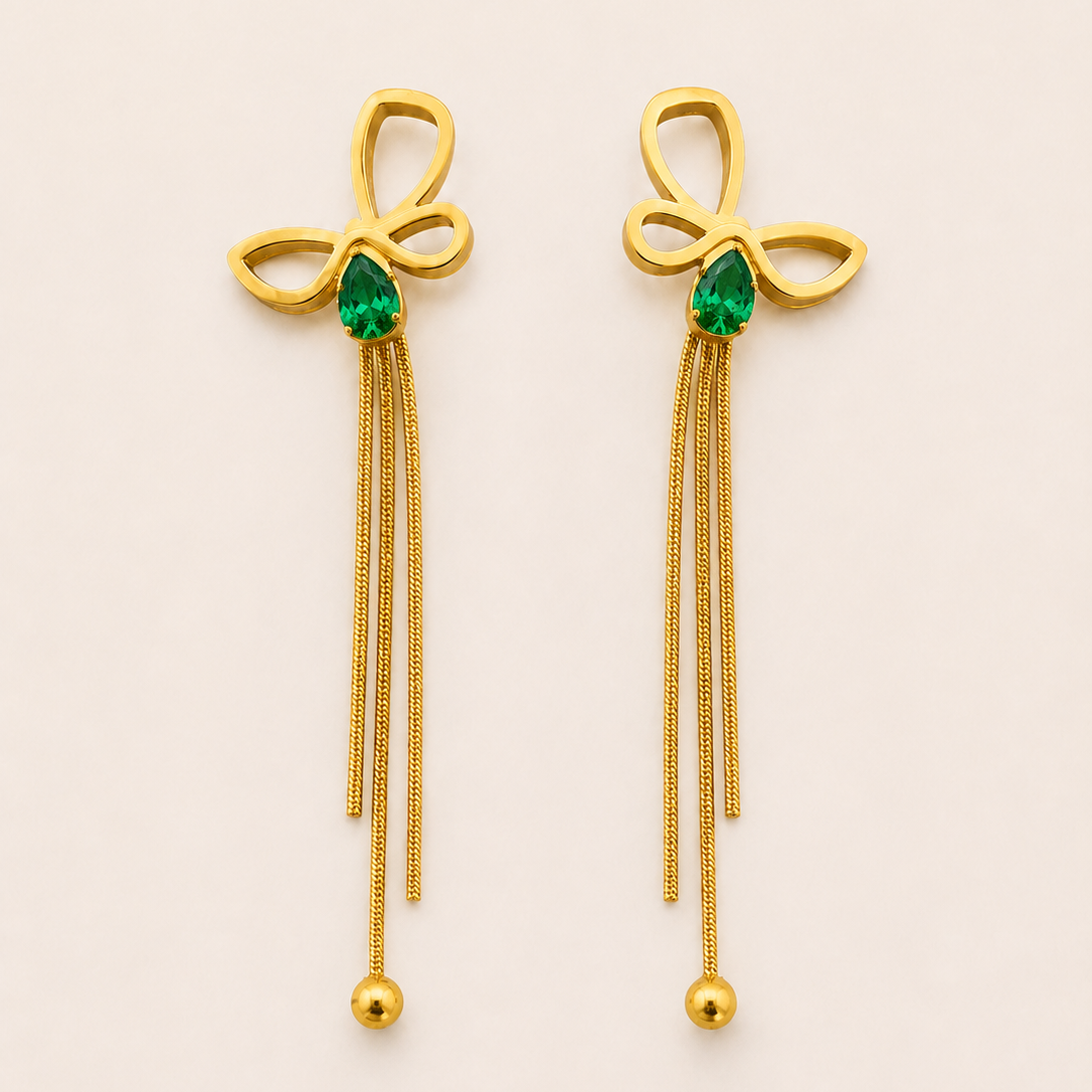 Emerald Whisper Tassel Earrings