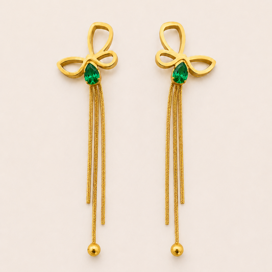 Emerald Whisper Tassel Earrings