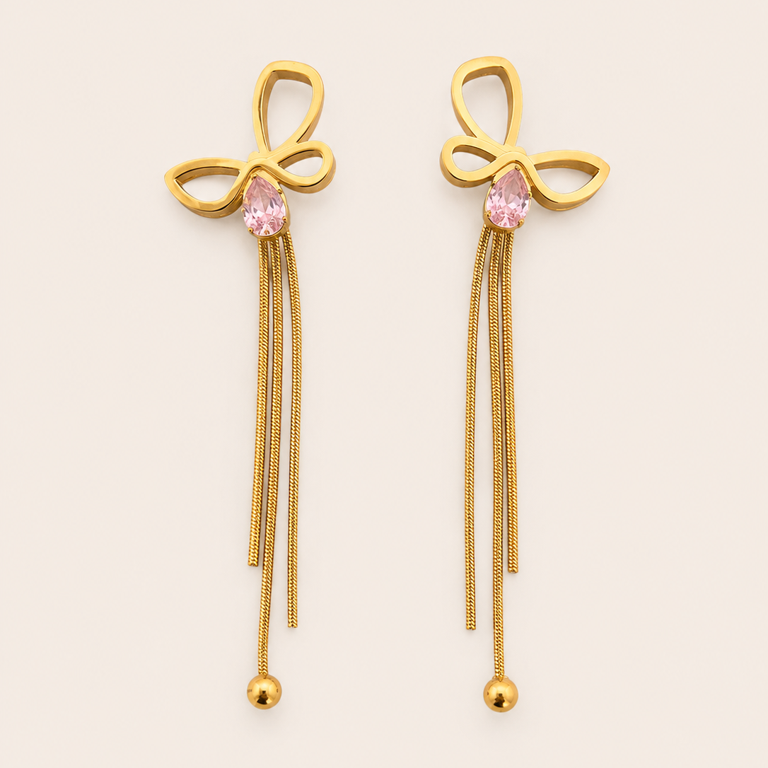 Rosette Tassel Drop Earrings