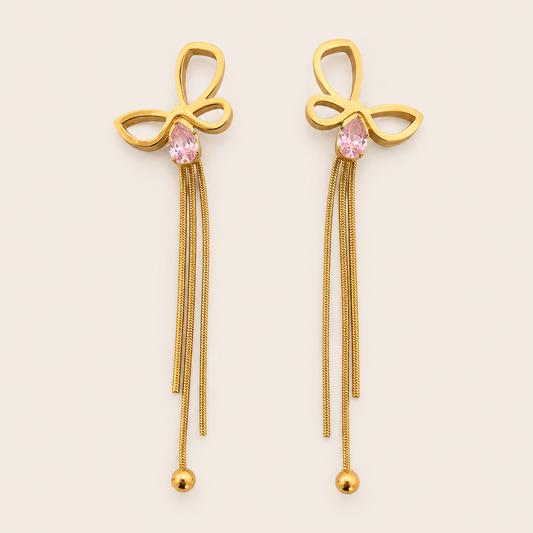 Rosette Tassel Drop Earrings