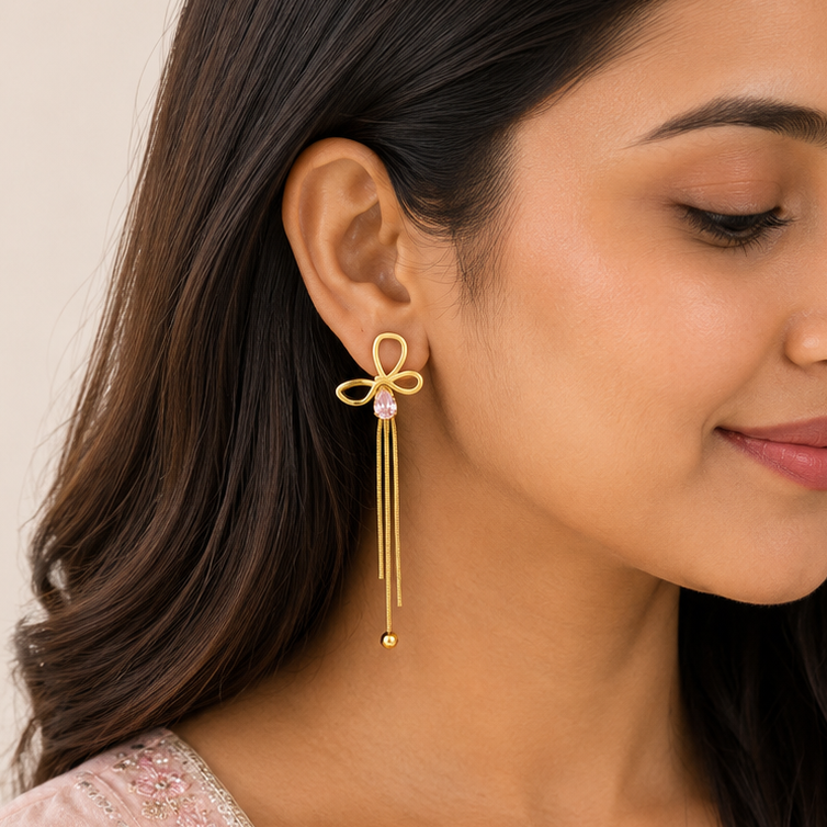 Rosette Tassel Drop Earrings
