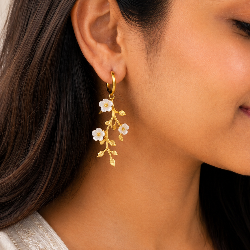 Ivory Blossom Drop Earrings