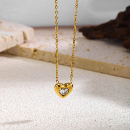 Amora Crystal Heart Pendant Necklace - Zenee - Necklaces