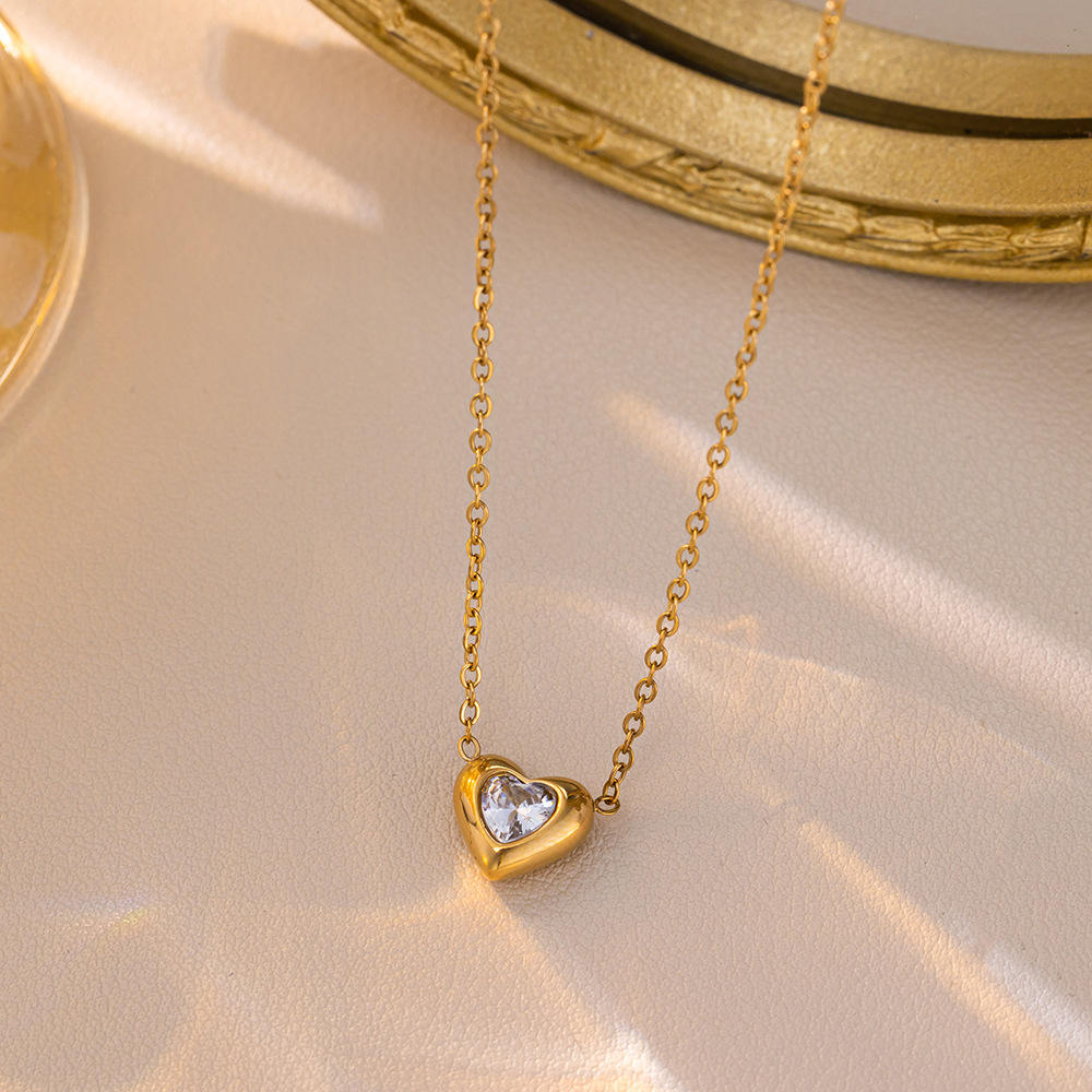 Amora Crystal Heart Pendant Necklace - Zenee - Necklaces