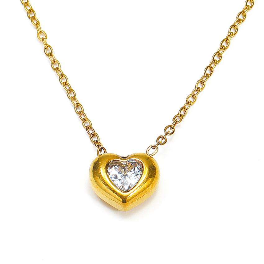 Amora Crystal Heart Pendant Necklace - Zenee - Necklaces