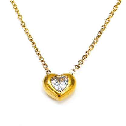 Amora Crystal Heart Pendant Necklace - Zenee - Necklaces