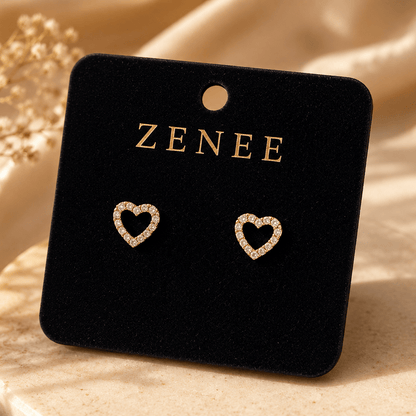 Amora Crystal Heart Studs - Zenee - Earrings