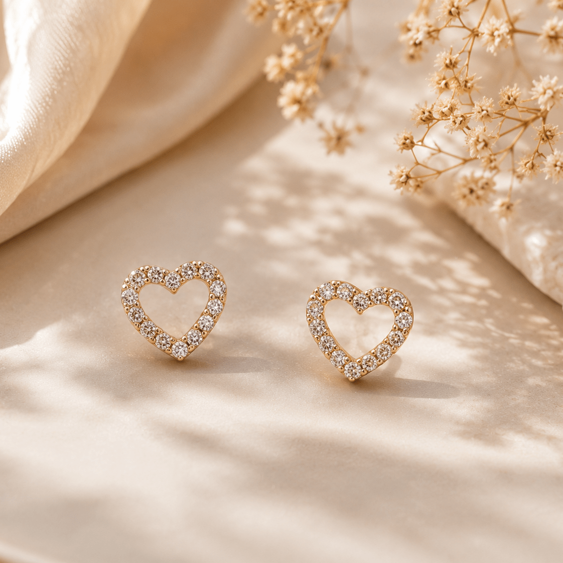 Amora Crystal Heart Studs - Zenee - Earrings