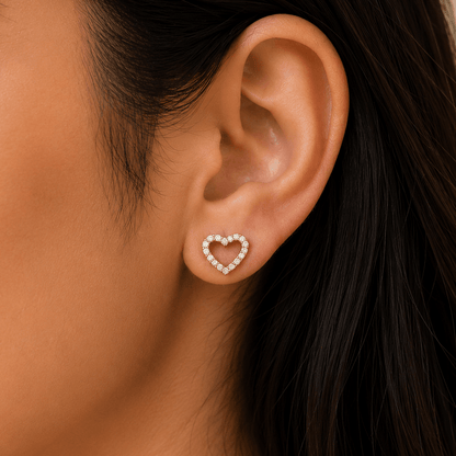 Amora Crystal Heart Studs - Zenee - Earrings