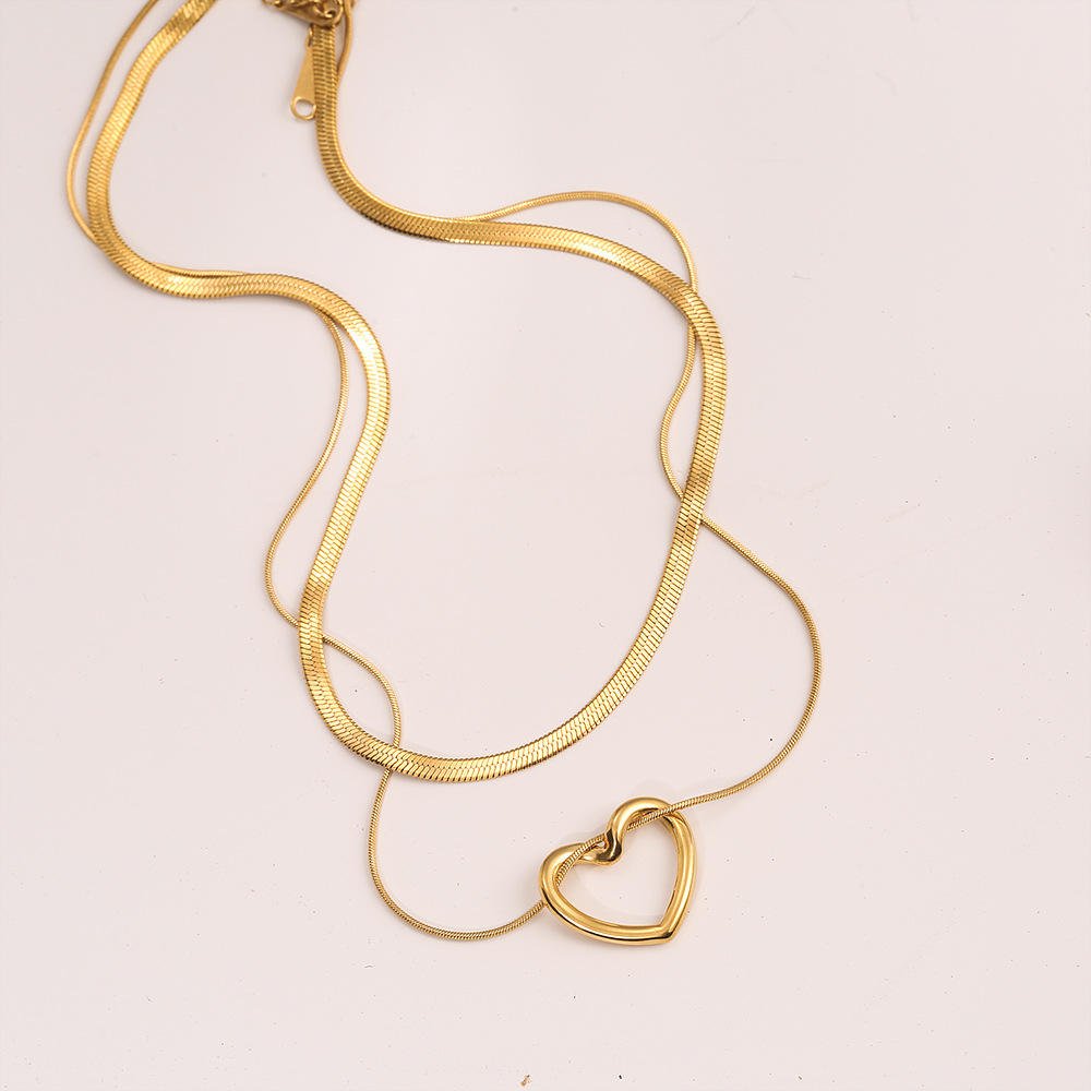 Amora Double Layer Heart Necklace - Zenee - Necklaces