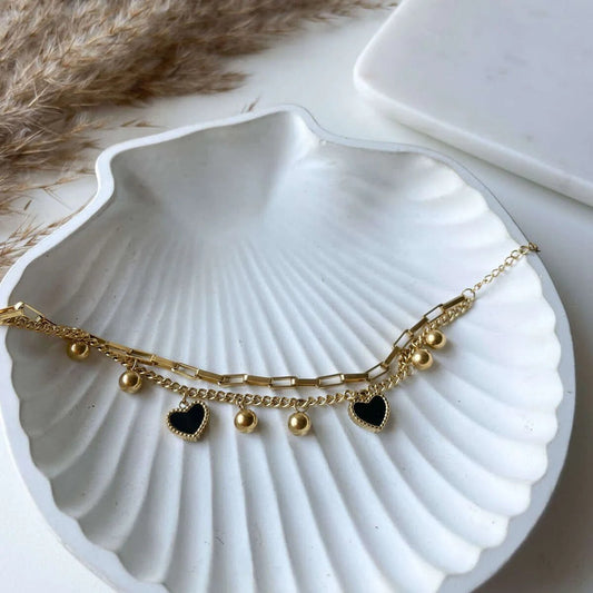 Amora Dual Heart Charm Bracelet - Zenee - Bracelets